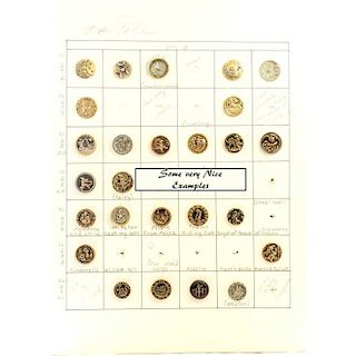 2 PARTIAL CARDS OF SMALL METAL PICTURE BUTTONS