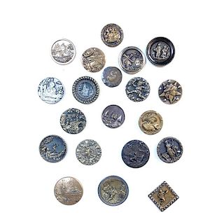 1 CARD OF METAL PICTURE BUTTONS