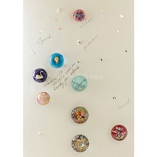 PARTIAL CARD OF 20TH CENTURY PAPERWEIGHT ARTIST BUTTONS