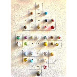 PARTIAL CARD OF DIVISION 1 SMALL GLASS BALL BUTTONS