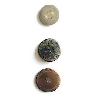 3 MEDIUM/LARGE 18TH CENTURY TOMBAC BUTTONS