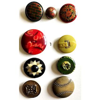 SMALL CARD OF ASSORTED CELLULOID BUTTONS