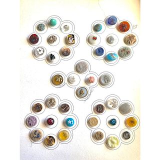 1 CARD OF DIVISION 1 ASSORTED CLEAR & COLORED GLASS BUTTONS