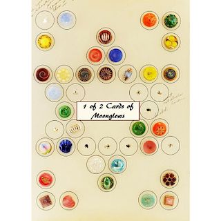 1 CARD PLUS, SMALL MOONGLOW BUTTONS IN ASSORTED COLORS