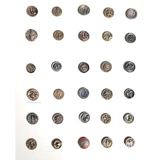 2 CARDS OF SMALL METAL PICTURE BUTTONS