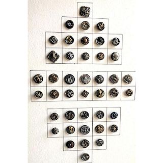 FULL CARD OF SMALL ASSORTED STEEL CUP BUTTONS