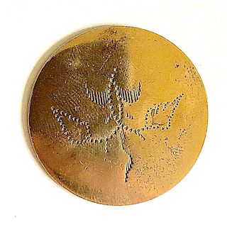 A LARGE 18TH CENTURY COPPER PICTORIAL BUTTON