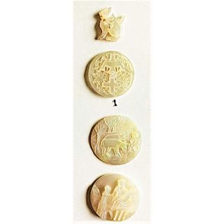SMALL CARD OF CARVED BETHLEHEM PEARL BUTTONS