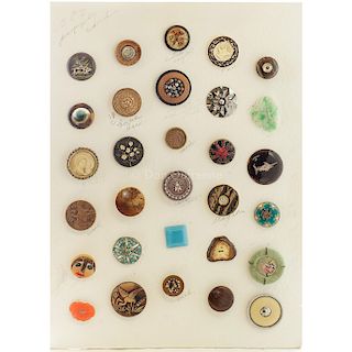 FULL CARD OF ASSORTED SUBJECT-ASSORTED MATERIAL BUTTONS