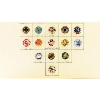 PARTIAL CARD OF DIVISION 1 GLASS KALEIDOSCOPE BUTTONS