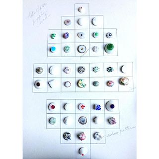 FULL CARD OF ASSORTED DIVISION 1 SMALL GLASS BUTTONS