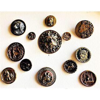 PARTIAL CARD OF S/M/L BRASS BUTTONS OF DOGS