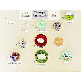 PARTIAL CARD OF ASSORTED ARTIST PAPERWEIGHT BUTTONS