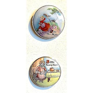 2 LARGE CONVENTIONAL ENAMEL BUTTONS BY MOTIWALA.
