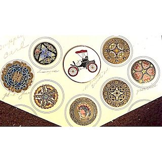 PARTIAL CARD OF ASSORTED LARGE ENAMEL BUTTONS