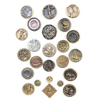 FULL CARD OF ASSORTED METAL ASSORTED PICTURE BUTTONS