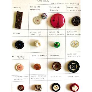 7 CARDS OF ASSORTED CELLULOID AND PLASTIC BUTTONS
