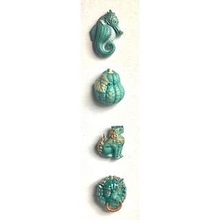4 TURQUOISE COLORED ARITA PORCELAIN BUTTONS
