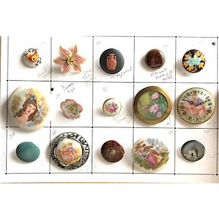 PARTIAL CARD OF M/L ASSORTED CERAMIC BUTTONS