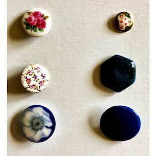 4 S/M ASSORTED CERAMIC BUTTONS INCLUDING BACKMARKED