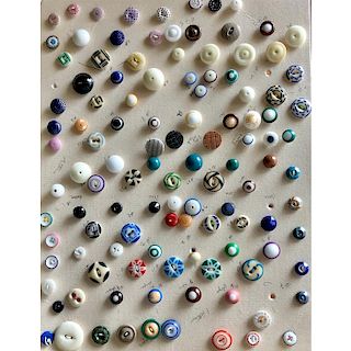 LARGE CARD OF ASSORTED CHINA BUTTONS INCLUDING CALICOS