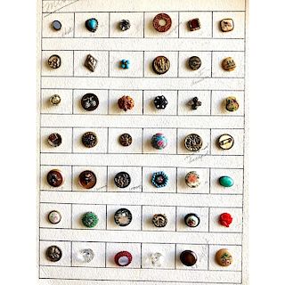 FULL CARD OF SMALL ASSORTED MATERIAL BUTTONS