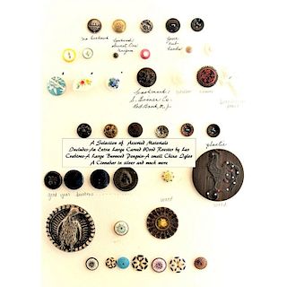 PARTIAL CARD OF S/M/L ASSORTED MATERIAL BUTTONS