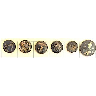 PARTIAL CARD OF OLDER JAPANESE DAMASCENE BUTTONS
