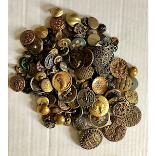 BAG LOT OF ASSORTED METAL BUTTONS IN VARIOUS SIZES