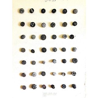 5 CARDS OF ASST'D BLACK GLASS BUTTONS IN SMALL SIZE
