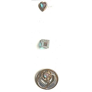 3 SMALL/MEDIUM GLASS BUTTONS KNOWN AS SAPHIRET GLASS
