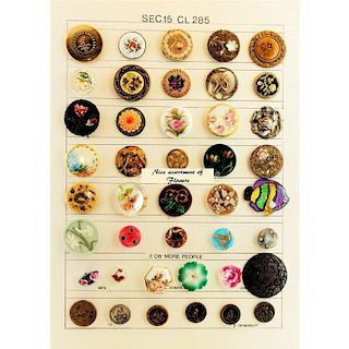 FULL CARD OF ASSORTED MATERIAL FLOWER BUTTONS
