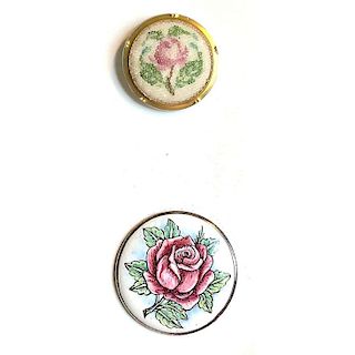2 ASSORTED MATERIAL BUTTONS SPECIALIZED TO ROSES