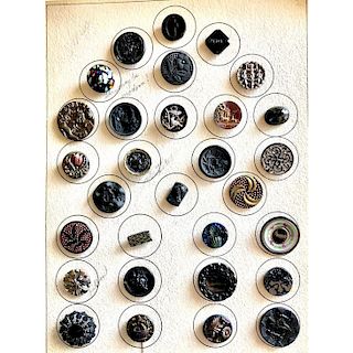 CARD OF DIVISION 1 M/L ASSORTED BLACK GLASS BUTTONS
