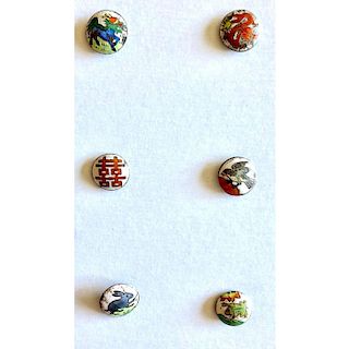 UNUSUAL SET OF GIN BARI TYPE SMALL ENAMEL BUTTONS