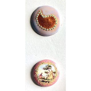 2 DIVISION 1 ENAMEL BUTTONS WITH COUNTER ENAMELLING