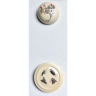 2 DIV. 1 SHIBAYAMA INLAY BUTTONS INCLUDING INSECTS