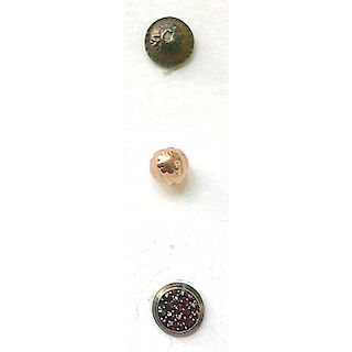 3 SMALL GEMSTONE BUTTONS INCLUDING 18TH CENTURY.