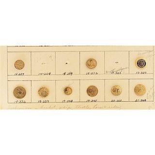 PARTIAL CARD OF ASSORTED SMALL BUTTONS INCL. 18TH C.