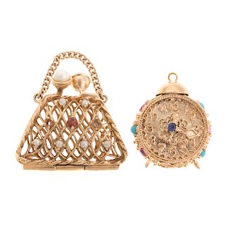 Two Ladies Vintage Charms in 14K Gold