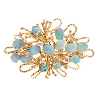 A Ladies Brooch with Opals in 14K Gold