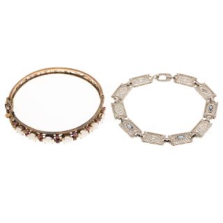 Two Ladies Vintage Bracelets in 10K Gold