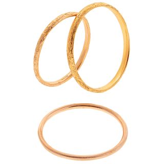 A Trio of Victorian Baby Bangle Bracelets in 14K