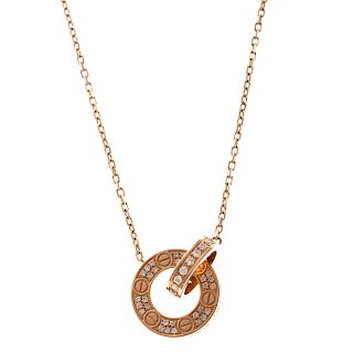 A Ladies Diamond Pave Love Necklace by Cartier