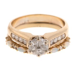 A Ladies Diamond Engagement & Wedding Ring