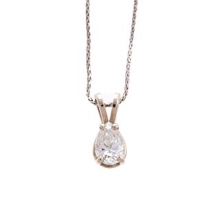 A Ladies Pear Shaped Diamond Pendant in 14K Gold