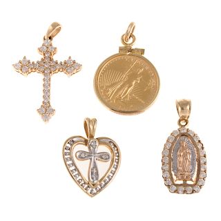 Four Ladies Charms Featuring Liberty Coin in Gold