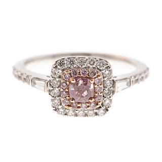 A Ladies Pink & White Diamond Ring in 18K