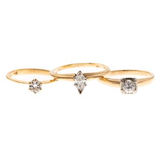 A Trio of Diamond Solitaire Engagement Rings