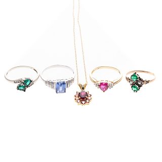 A Collection of Ladies Gemstone Rings & Pendant